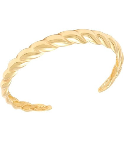 925 Sterling Silver 18K Gold-Plated Italian Cuff Bangle Bracelet