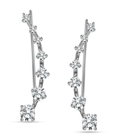 Crystals Leaf Ear Cuffs Hoop Climber Earring