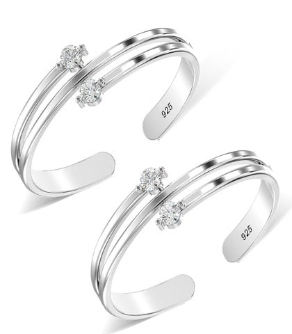 Silver Double CZ Toe Ring