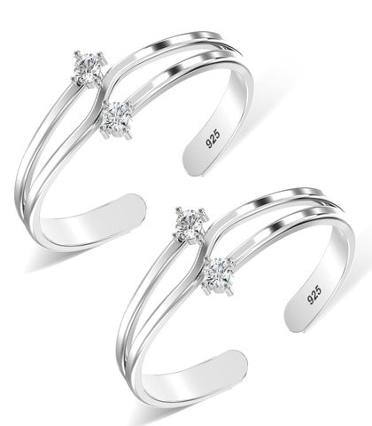 925 Sterling Silver Double CZ Toe Ring