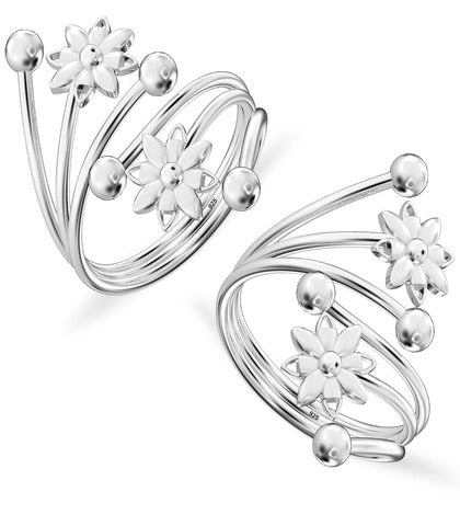 Silver Jewellery Floral Design Toe Ring