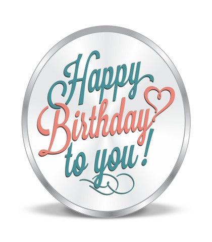 Happy Birthday Colorful Design Silver Coin