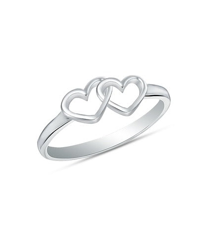 Open Love Knot Stackable Interlocking Double Heart Ring