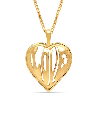 14K Gold Plated Love Heart Adjustable Pendant Necklace