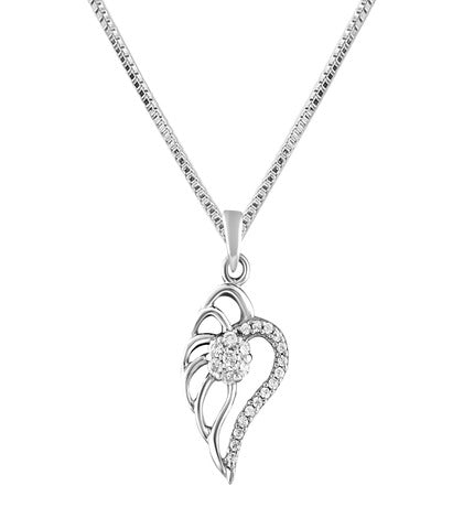 925 Sterling Silver Feather Locket Zircon Studded Pendant Necklace