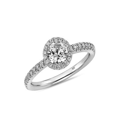 Sterling Silver Rhodium-Plated Round Cushion Cut Zirconia Finger Ring