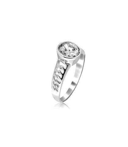 925 Sterling Silver White Zircon Stone Classic Finger Ring