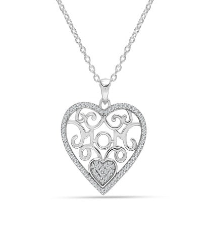 Silver Filigree Heart Pendant Necklace