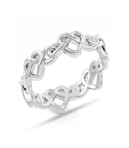 925 Sterling Silver Heart Knot Finger Ring