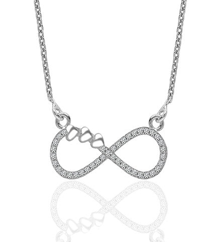 Love Heart Cable Infinity Chain Pendant Necklace