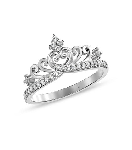 Sterling Silver Premium Crown Pave Sparkling CZ Princess Wedding Engagement Rings