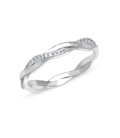 Sterling Silver CZ Twisted Rope Eternity Band Statement Engagement Rings