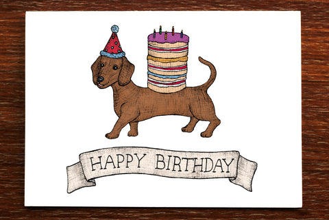 Sausage dog birthday card