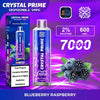 Crystal Prime 7000 Disposable Vape Puff Device Box of 10 - Blueberry Raspberry -Vapeuksupplier