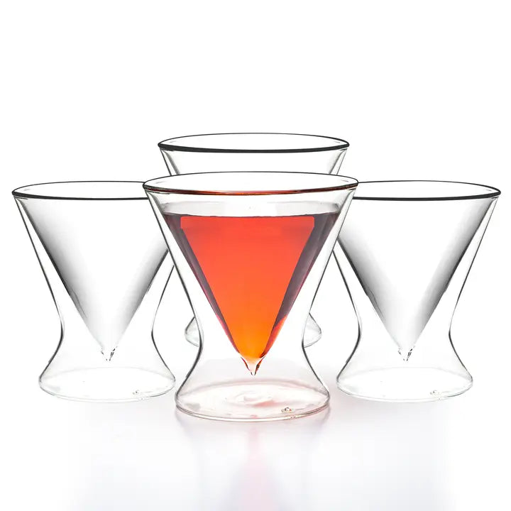 Double-Walled Stemless Martini Glasses - Set of 2/Set of 4 - 8oz