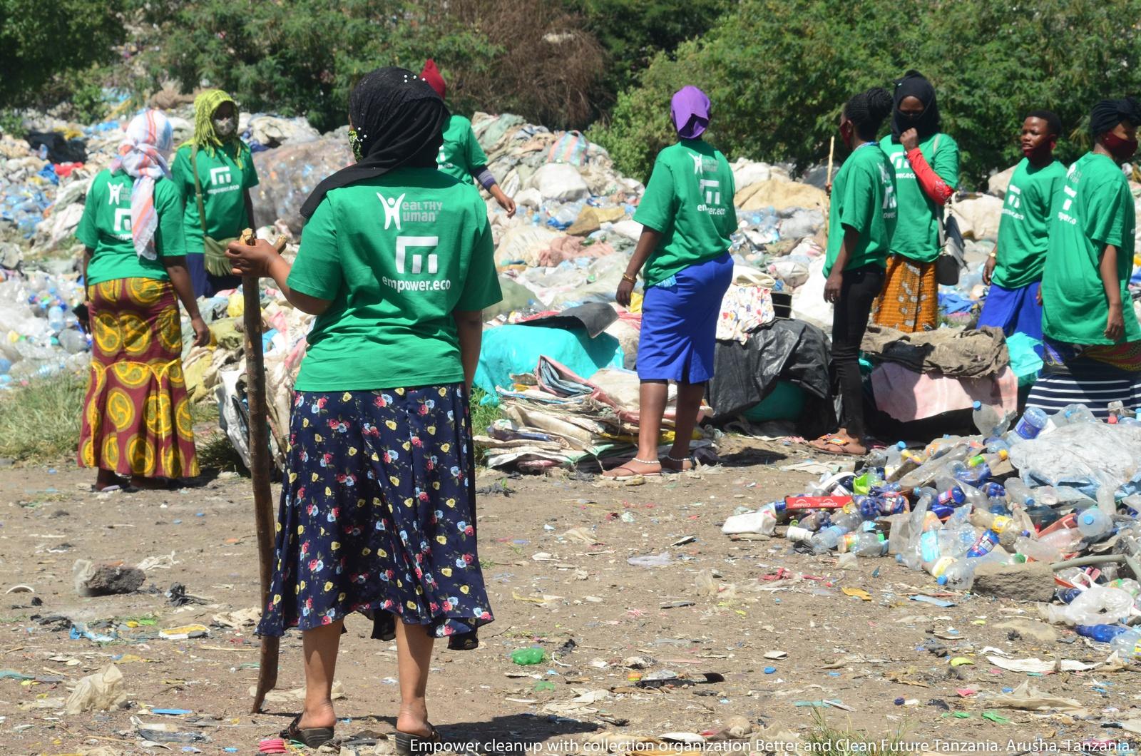 ladies cleaning up plastic in africa