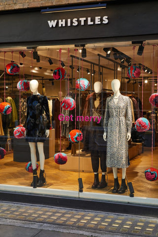Fat Pom Poms for Whistles, shop front window display