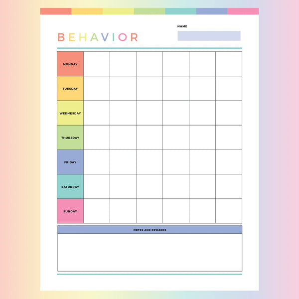 Printable Behaviour Chart For Kids