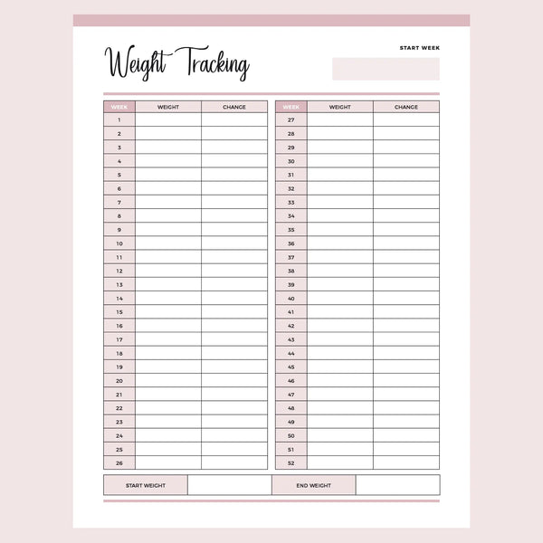 Weight Loss Tracker Journal Printable, Weight Loss Chart, Weight Loss Goal  Tracker, Week Weigh In, INSTANT Download PDF, A4,A5, Half, LETTER 