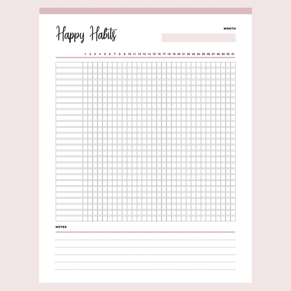 Printable Happy Habits Monthly Tracker Instant Download Pdf Plan