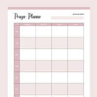 Printable Weekly Prayer Planner - Pink