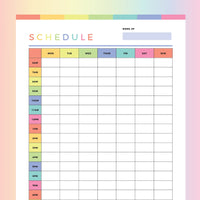 Printable Weekly Schedule For Kids | Instant Download PDF | A4 and US ...