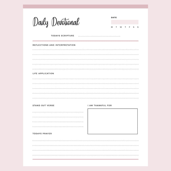 Printable Daily Devotional Instant Download PDF A4 & US Letter