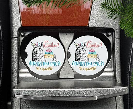 Alpaca Sandstone Car Coasters | Alpaca Auto Decor | Custom Alpaca Car Drink Holder Coasters