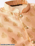 Men's Silk Blend Off White Kurta Pyjama & Peach Nehru jacket Combo
