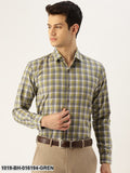 Men's Cotton Green & Blue Checked Formal Shirt