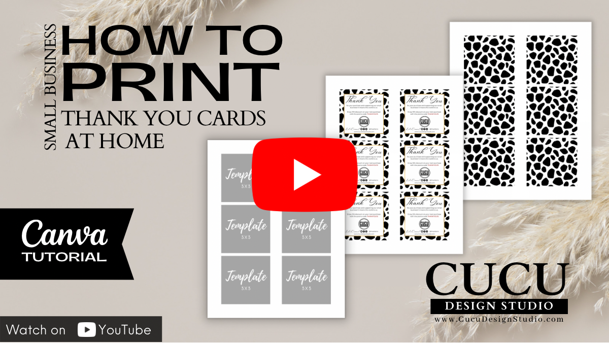 How to print small business cards at home | Canva Tutorial | CucuDesignStudio.com