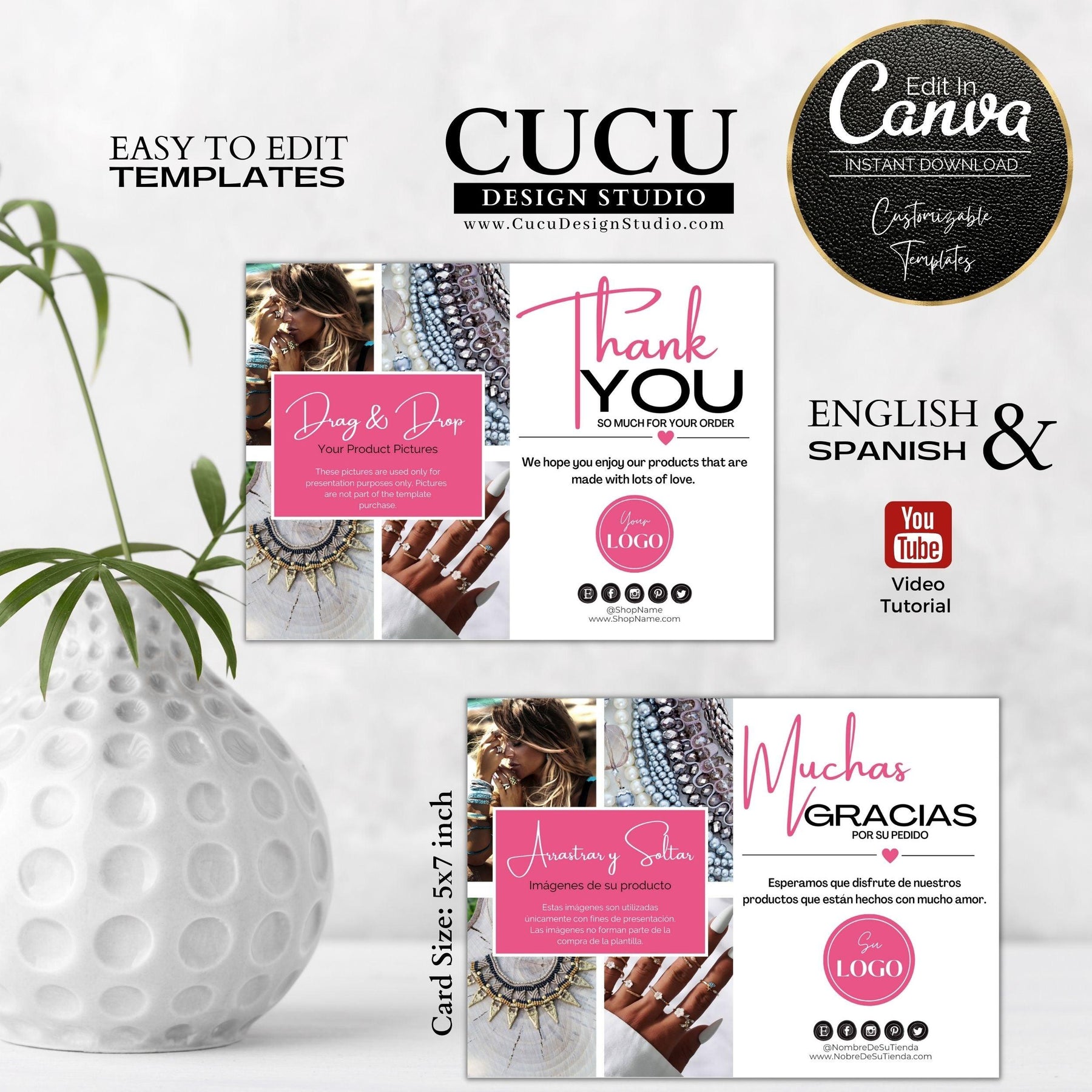 Thank You Card Package Insert Template | BTC124 – Cucu Design Studio