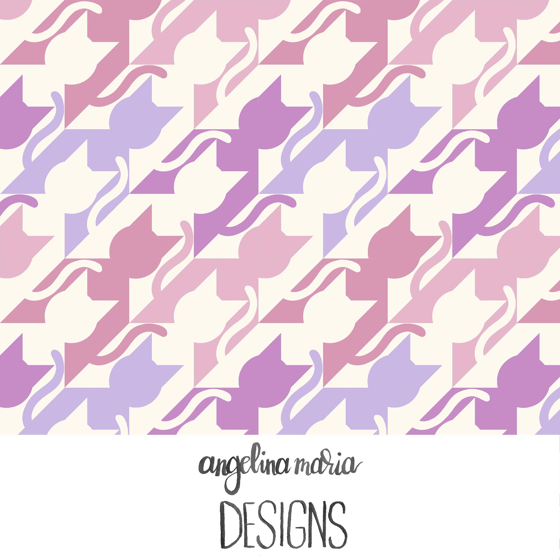 Whiskers And Bloom Catstooth Lavender Fields on Cream SAMD353