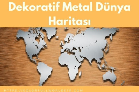 Dekoratif Metal Dünya Haritası