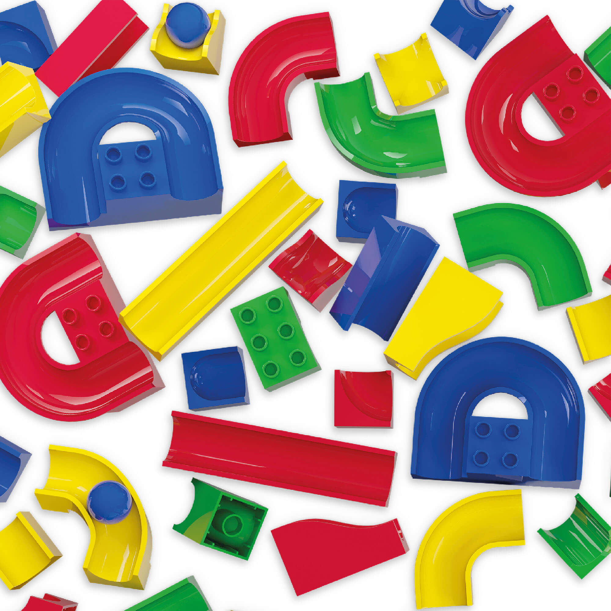 toy blocks laid out against a white backdrop