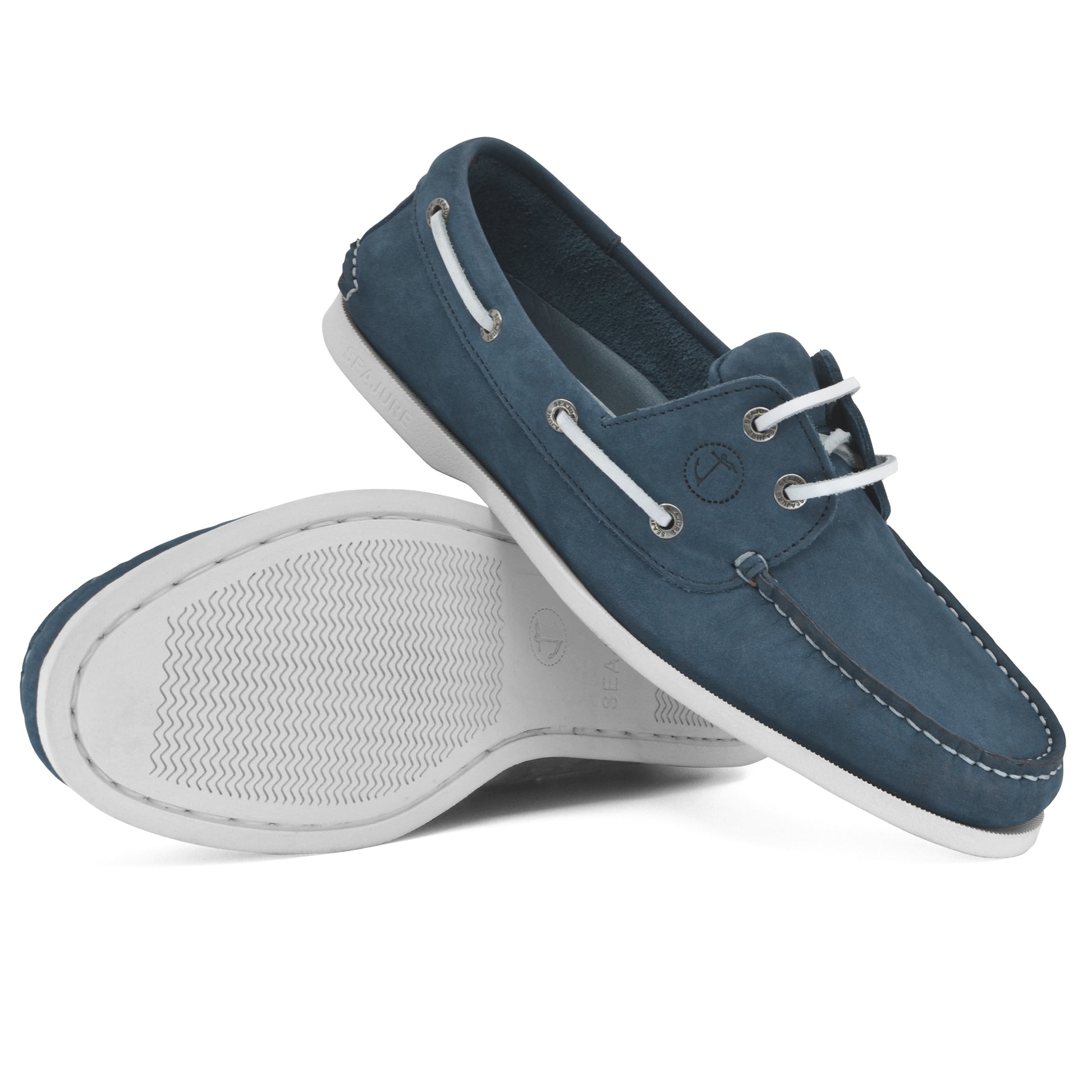 Pijlpunt Aangepaste diagonaal Seajure Men Boat Shoe Binz Nubuck Leather Blue - Premium Boat Shoes