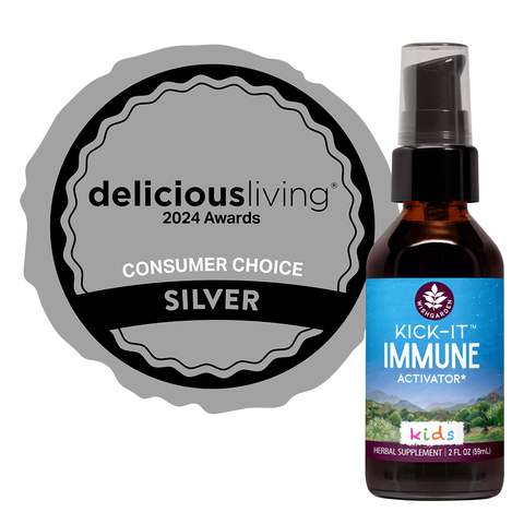 deliciousliving silver medal for favorite children's product kick-it immune activator for kids