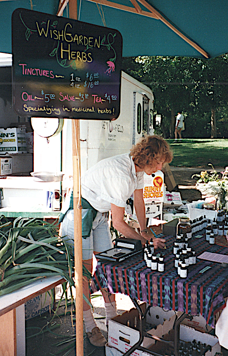 Catherine Hunziker selling WishGarden Herbs at the Boulder Farmers Market