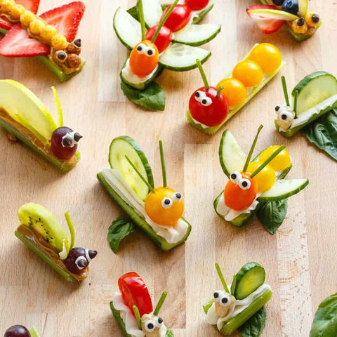 fruit and vegetable bug snacks