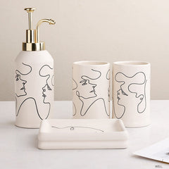 Elegant Line Drawing Bathroom Set