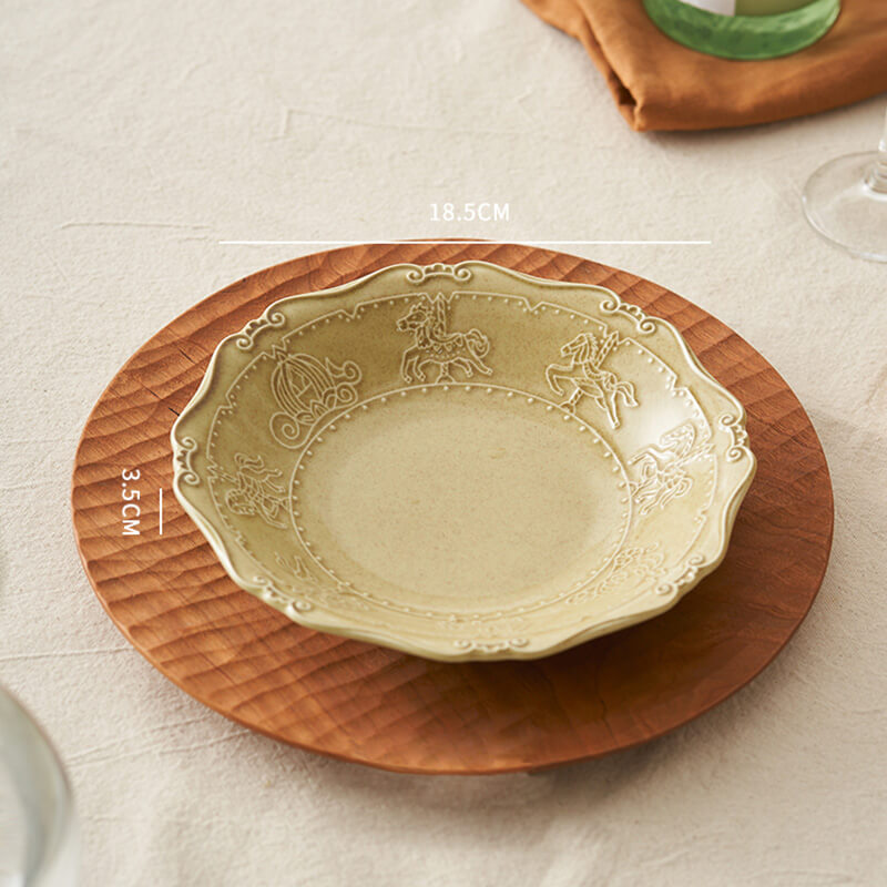 French Embossed Ceramic Soup Plate