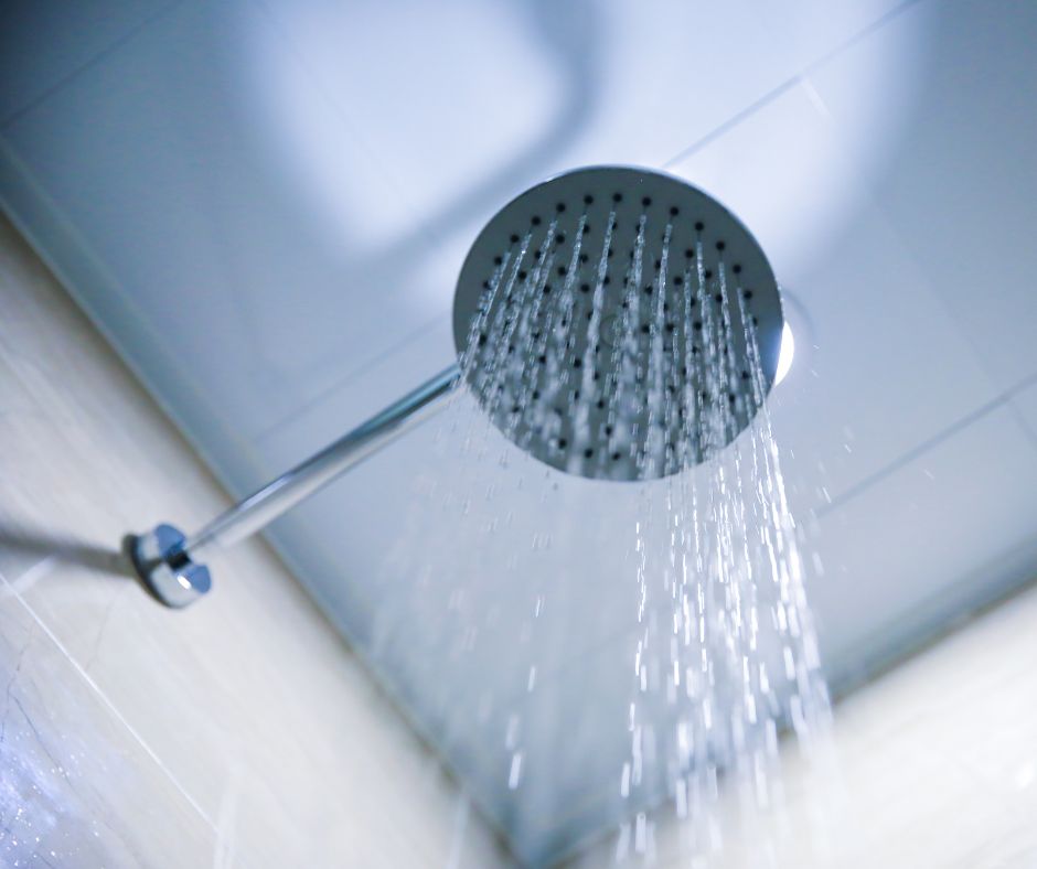 Shower with the door open to combat dry air or low humidity at home