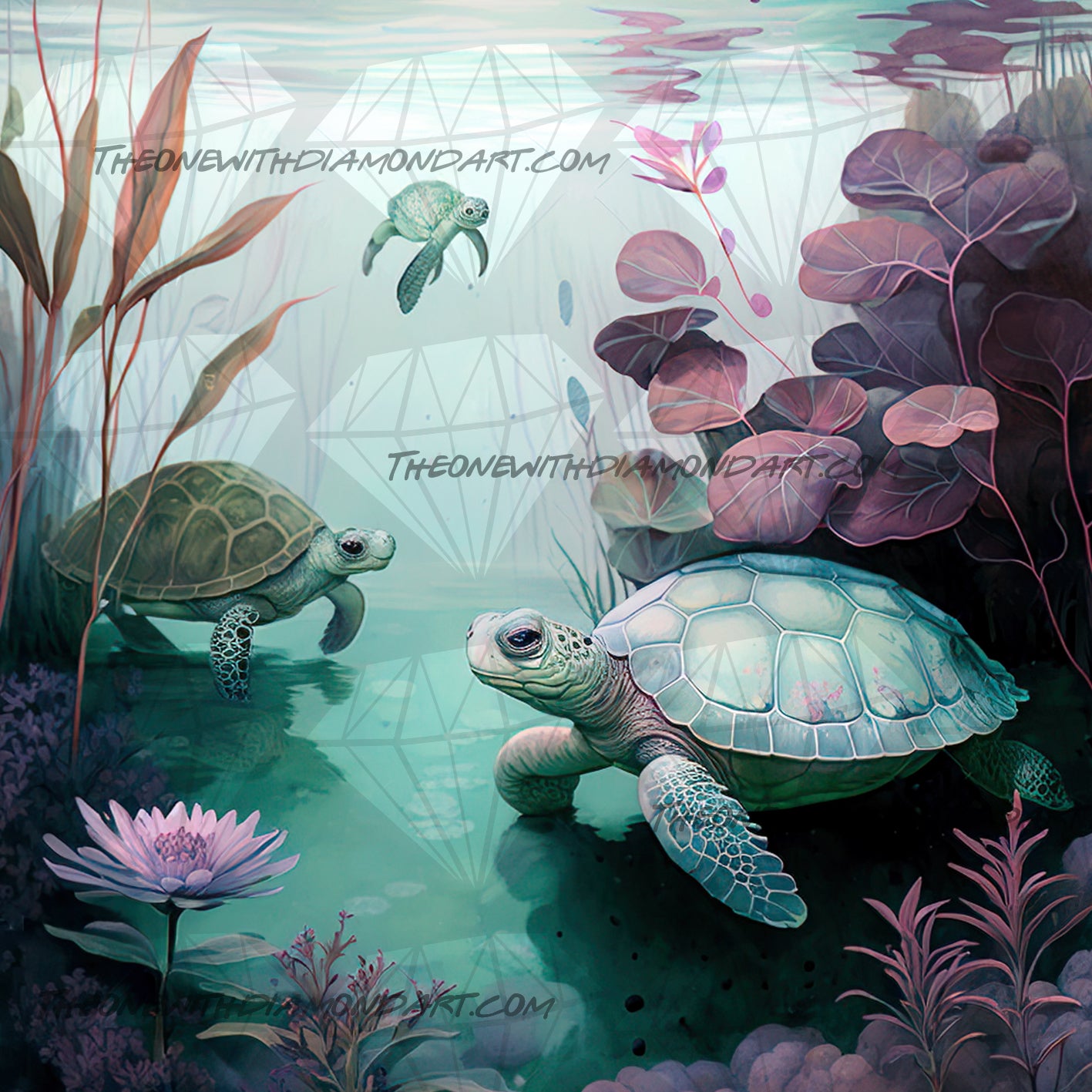 Turtle Oasis © Laura @cocomarshmallow_art – The One With The Diamond Art