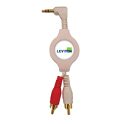 LEVITON SECURITY & AUTOMATION 3.5MM TO 2X RCA CABLE RETRACTABLE PATCH LEAD FOR LEVITON HI-FI
