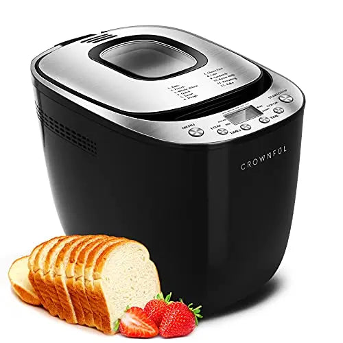 Elite Gourmet EBM8103B Programmable Bread Maker Machine 3 Loaf Sizes, 19  Menu Functions Gluten Free White Wheat Rye French and more, 2 Lbs, Black