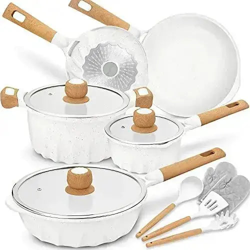 .com CAROTE Nonstick Cookware Sets, Pots and Pans Set White