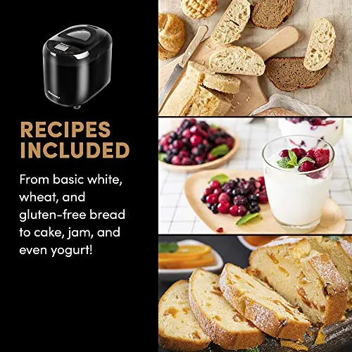  Neretva Bread Maker Machine, 20-in-1 2LB Automatic Breadmaker  with Gluten Free Pizza Sourdough Setting, Digital, Programmable, 1 Hour  Keep Warm, 2 Loaf Sizes, 3 Crust Colors - Receipe Booked Included: Home &  Kitchen