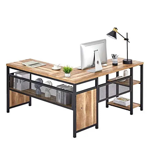 Bestier 55 in. Office Desk with Storage Drawers and Keyboard Tray