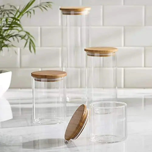 Sweetzer and Orange Glass Containers with Bamboo Lids - Set of 4 – Môdern  Space Gallery