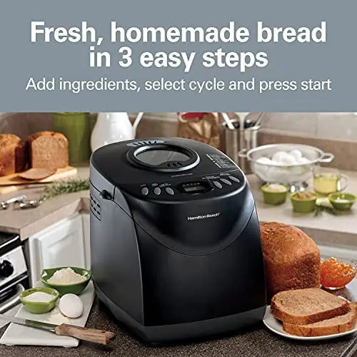 Hamilton Beach Digital Electric Bread Maker Machine Artisan and  Gluten-Free, 2 lbs Capacity, 14 Settings, Black and Stainless Steel (29985)